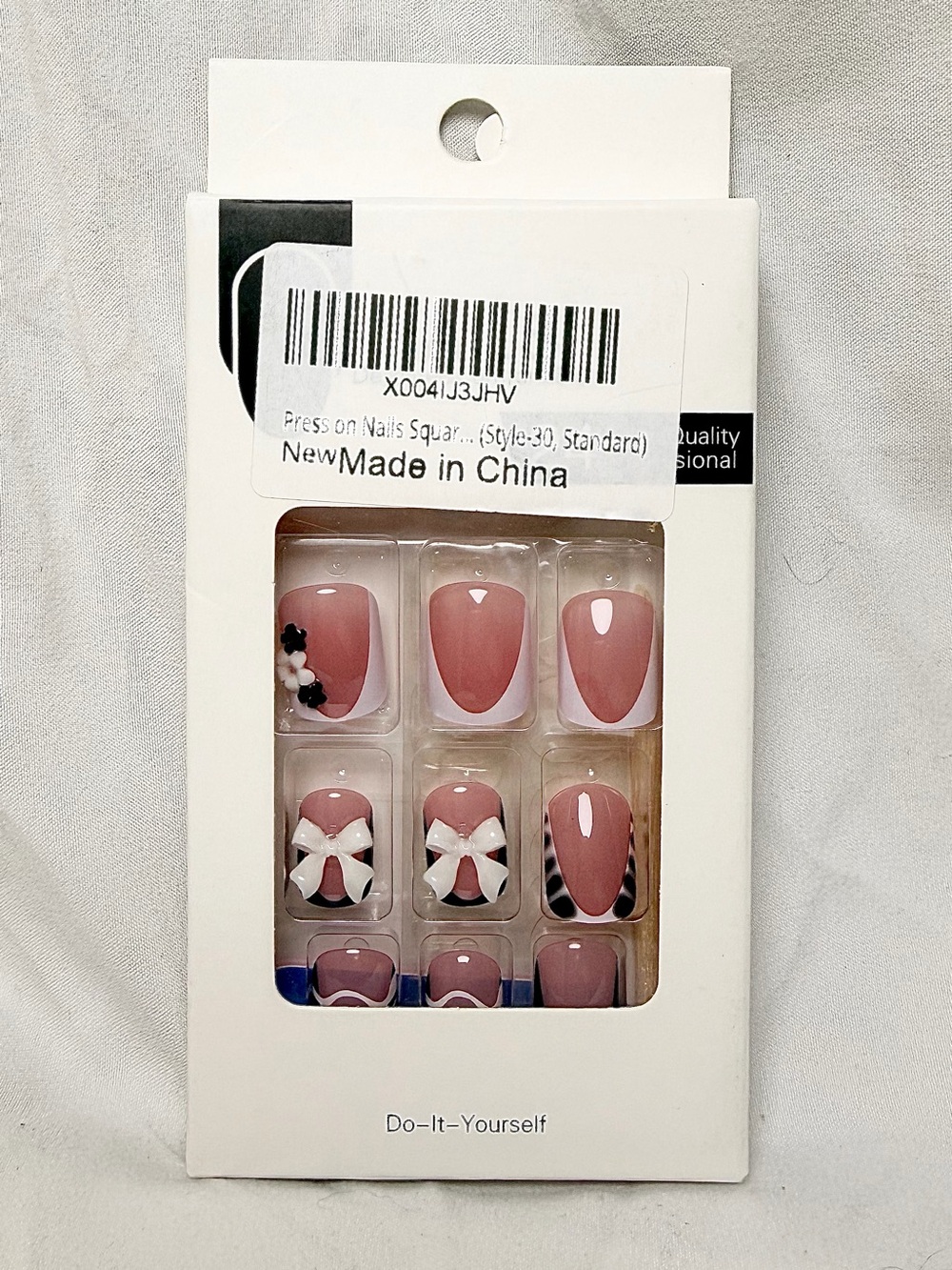 Pink Floral & Bow Press-On Nail Set